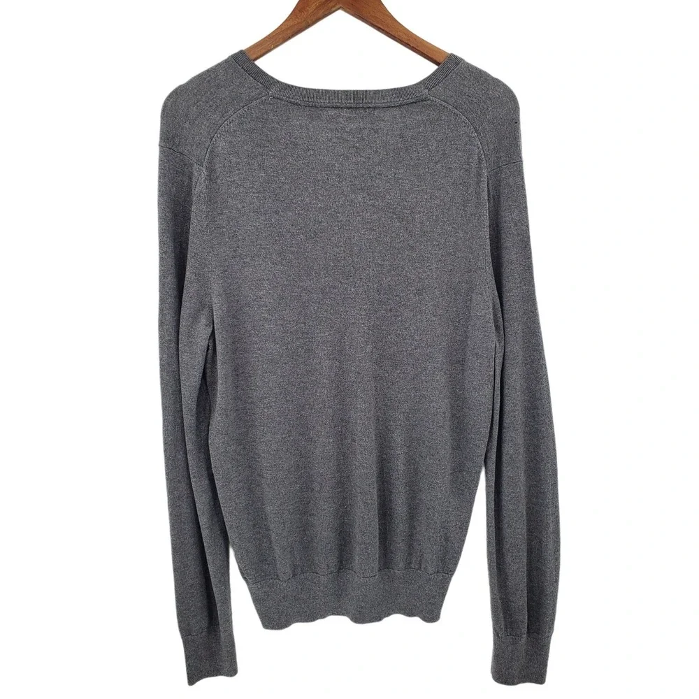 Banana Republic Mens L Gray V-Neck Sweater Silk Cotton Cashmere Blend Preppy‎